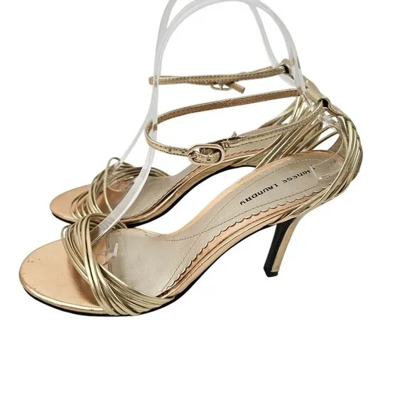 Chinese Laundry Heels Willy Womens Size 8 Gold Strappy Sandals Adjustable Strap - Picture 3 of 9
